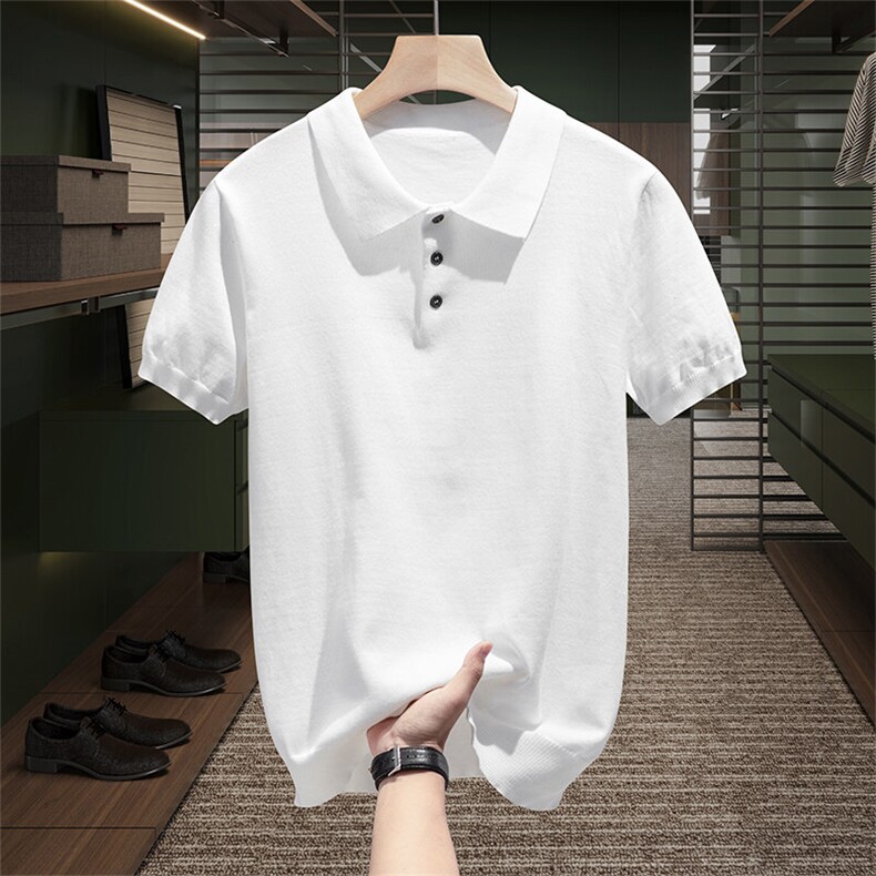 浅灰色美士潮流时尚花棕色针织衫翻领polo/短袖简约休闲男款,男装Polo衫,星座914
