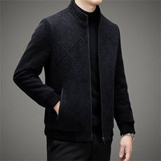 雪尼尔毛呢外套男2023新款秋冬季加厚保暖上衣中年商务休闲夹克，男装夹克，电商B212（原钱塘6029）