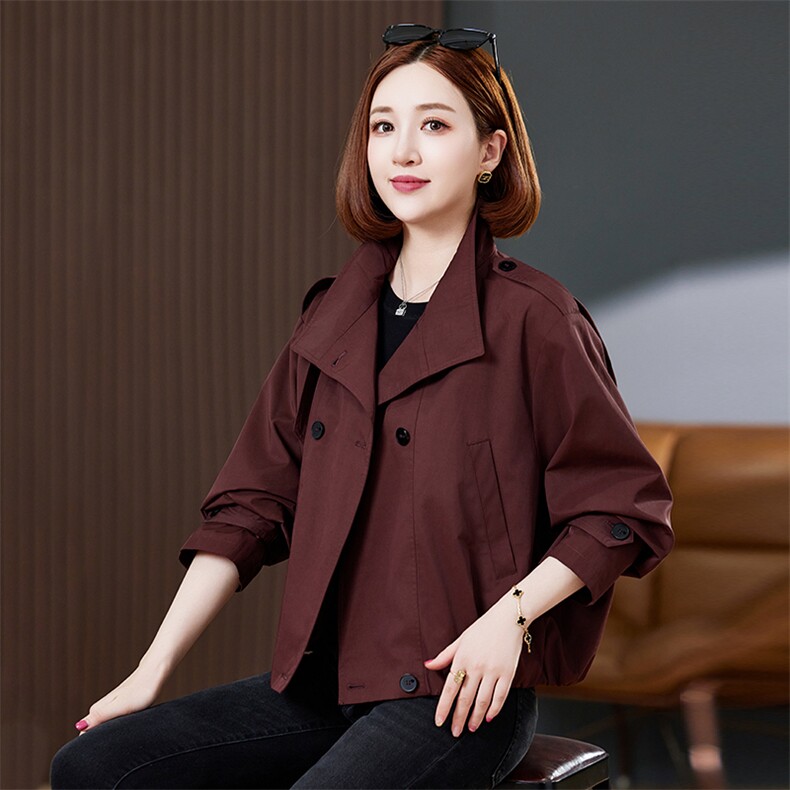 短款红外套女春秋小个子时尚休闲2025新款大码胖mm初秋风衣，女装短外套，靓衣阁