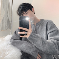 美式纯色毛衣男秋冬季潮牌翻领针织衫高街百搭休闲运动上衣MF04，男装针织衫/毛衣，星座1116A-1（原606A）