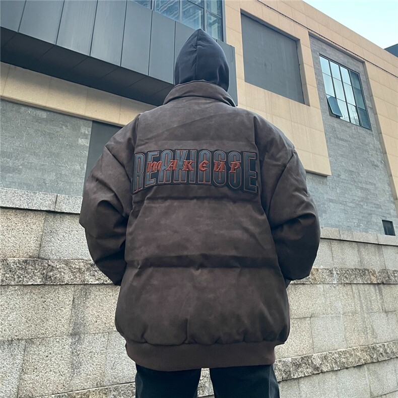 复古美式街头PU皮棉服男女oversize外套情侣棉衣上衣MF300-P106,男装棉衣,星座412-3