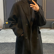 816B-DY1000-P120韩呢子大衣男英伦风休闲超长外套，男装毛呢大衣，星座816B