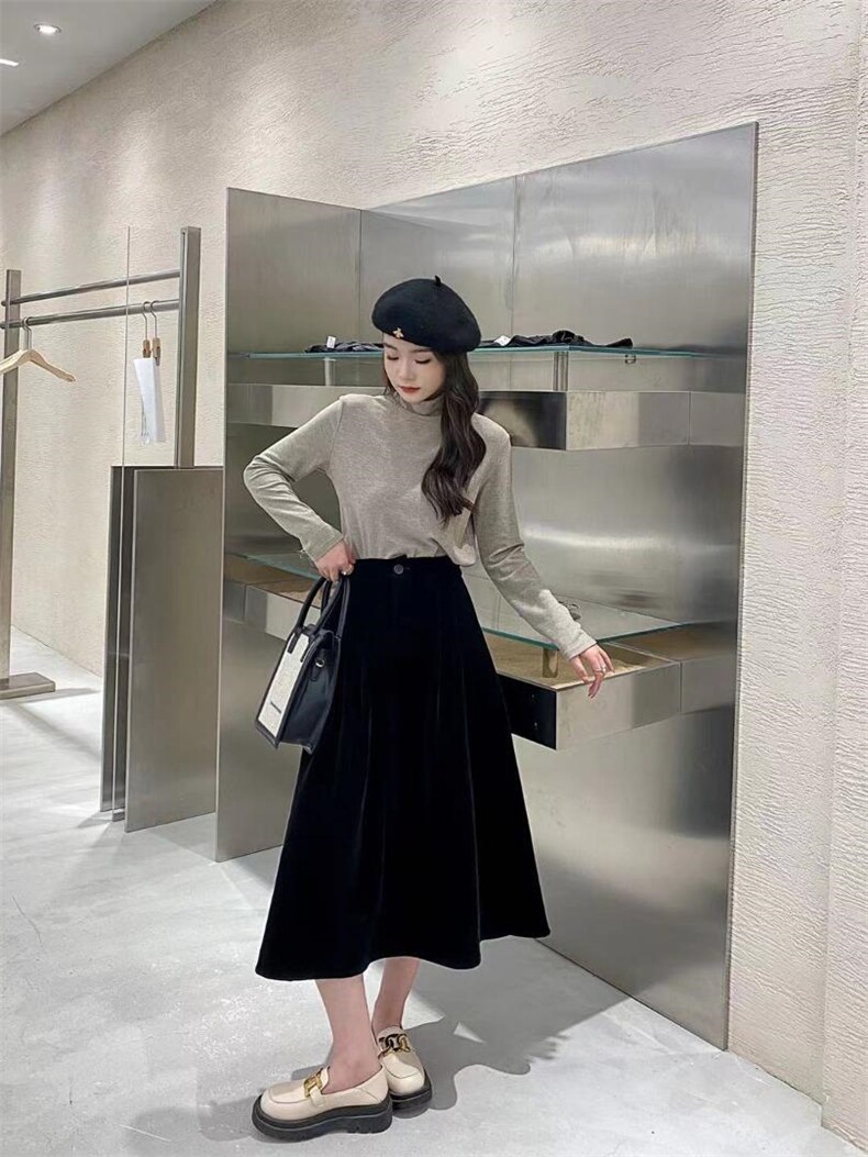 高品质丝绒半身裙，女装半身裙，Balance Studio