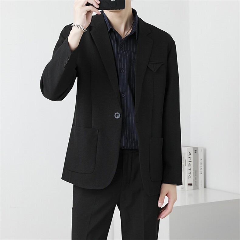 休闲西服外套男生春秋季韩版潮流商务百搭痞帅小西装外套7411 P60图片