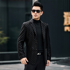 BG58005春秋新款男士海宁皮衣西服夹克绵羊皮真皮皮衣男西装，男装夹克，电商B360