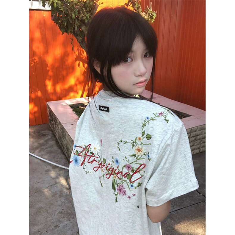 万针全刺绣工艺抖音得物高品质260克重磅纯棉双纱美式高街短袖T恤,男装T恤,电商A486