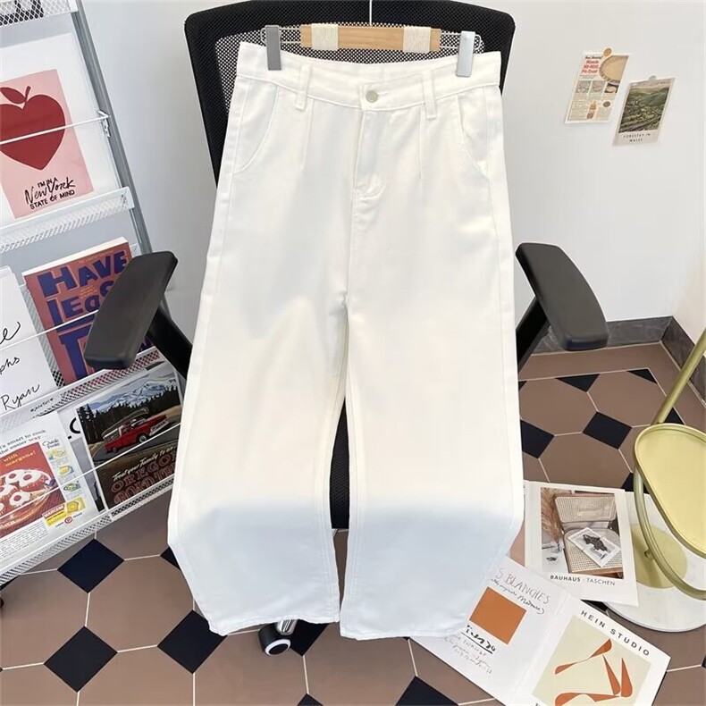 白色牛仔裤男潮牌百搭阔腿裤子美式高街痞帅直筒长裤，男装牛仔裤，星座410-6（原星座1304-1）