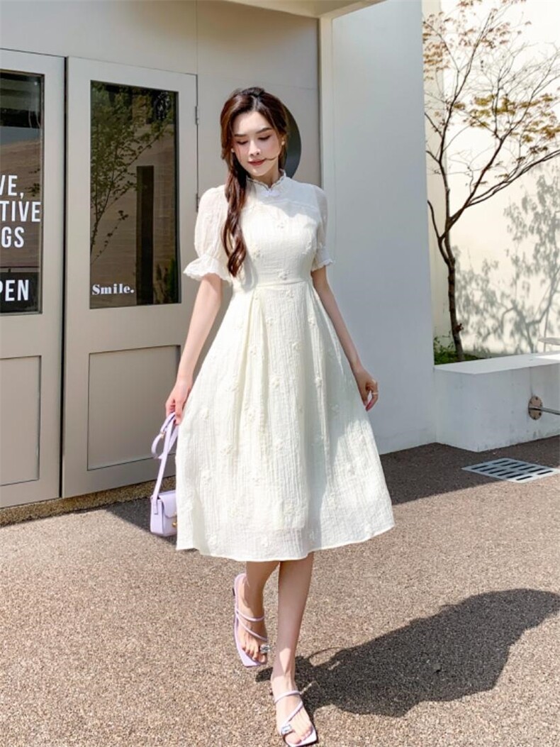 潮风盘扣连衣裙，女装连衣裙，天使公主