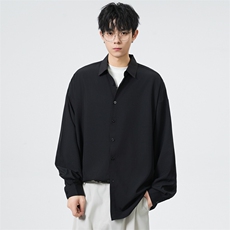 25年纯色长袖衬衫得物二开衬衣宽松现货DS-C323-1-2208-T批30，男装衬衫，电商C323-1