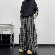 新款宽松休闲裤男韩版潮流百搭裤子坠感阔腿拖地长裤K0848-P48，男装休闲裤，星座308B-2