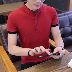 8010-P35男士短袖t恤立领夏季男装2025新款韩版潮流polo衫男图片