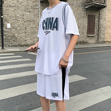 男生运动套装韩版潮流夏季两件套帅气短袖篮球短裤一套TZ04-P35，男装休闲套装，星座308B-1