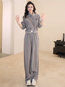 高级感休闲运动套装女秋季新款时尚减龄拉链开衫卫衣阔腿裤两件套图片