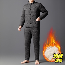 冬装男士棉衣保暖套装加绒加厚中老年棉袄棉裤睡衣内胆棉服，男装棉衣，钱塘6003（原4033）