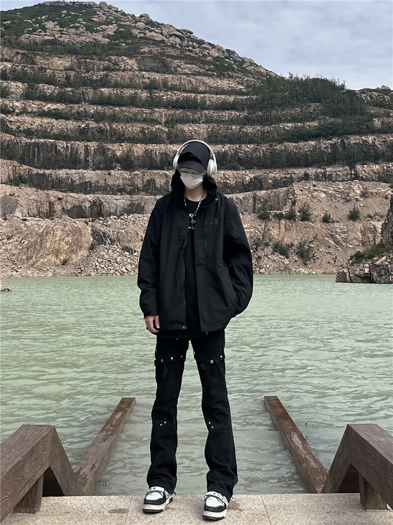 档口签约模特勿盗图秋冬厚款交叉绑带牛仔裤微喇叭裤,男装牛仔裤,星座310A-4