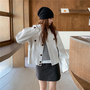 美式短款白色外套女2025年秋季新款宽松休闲时尚百搭显瘦夹克上衣图片
