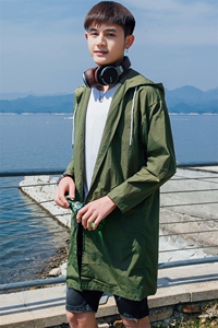 Y19情侣夹克外套连帽长款长袖绣花皮肤衣风衣防晒衣男女学生遮阳图片