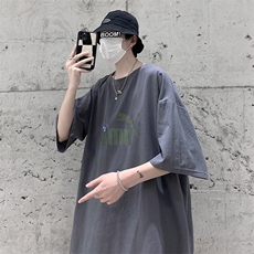 YT26227-P30NASA亚短袖t恤男大码五分袖男宽松七分袖港风模特，男装T恤，电商A040