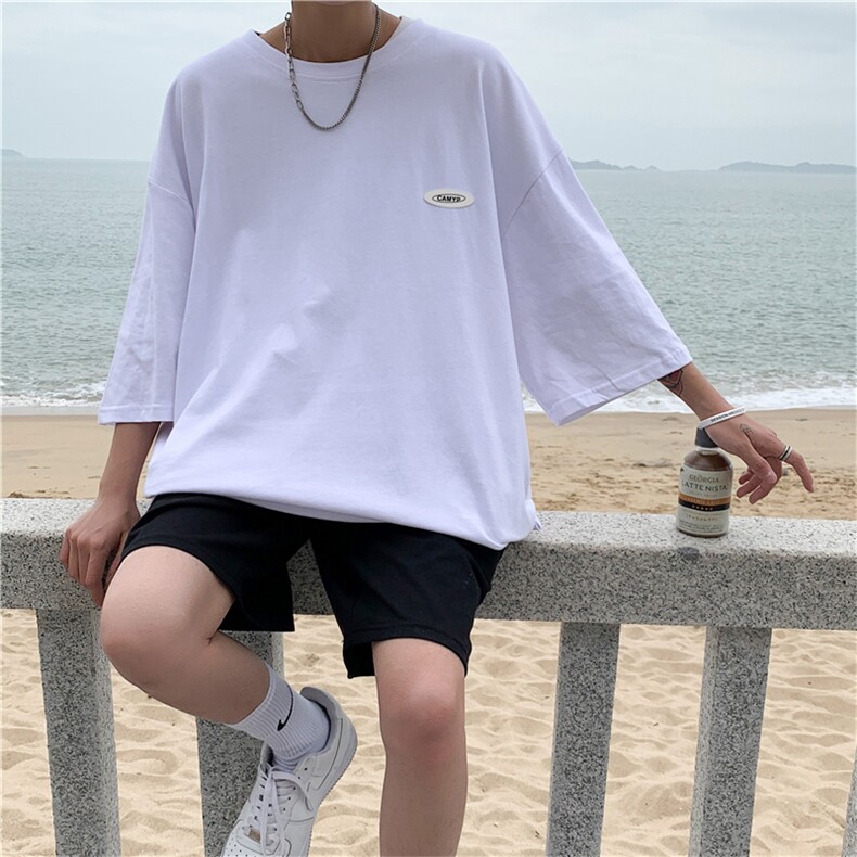 ins五分袖休闲潮牌纯色男装5分半袖网红帅气短袖T恤T131-P28,男装T恤,星座512-2