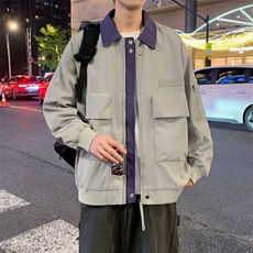 复古翻领飞行夹克外套春季宽松工装口袋棒球服A406JK3513特P75，男装夹克，星座309（原A406）