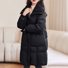 现货主推2023冬新款加厚加长款休闲时尚保暖羽绒服90白鸭绒，女装羽绒服，余墨