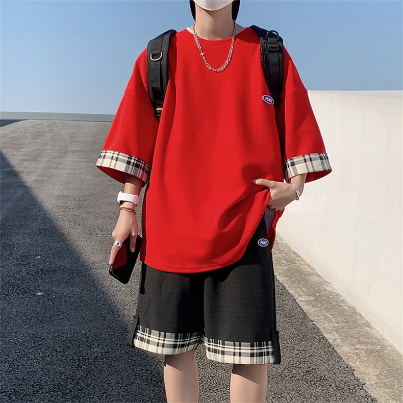 港风夏季潮牌短袖短裤套装TZ369P60,男装牛仔裤,电商A309