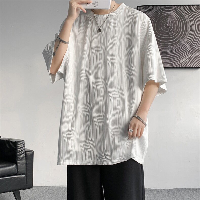 8XL-M特大码夏季短袖冰丝皱感透气T恤男潮垂感宽松半袖DX305P45,男装T恤,电商D206-1