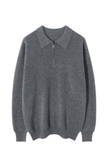 秋冬季新款舒适时尚百搭男士翻领半拉链厚款羊绒衫男装，男装羊绒套衫，麦纱纱羊绒