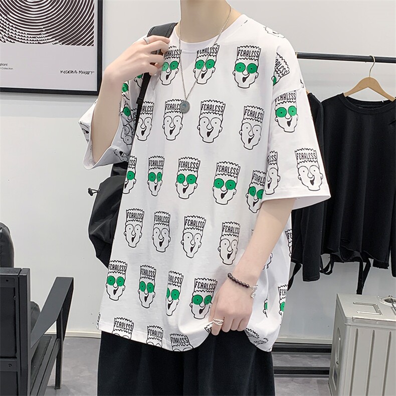 夏上新青少年个性满印纯棉百搭T恤短袖男女同款1477-P38控价58,男装T恤,电商A441-1