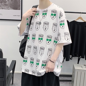 夏上新青少年个性满印纯棉百搭T恤短袖男女同款 1477-P38 控价58图片