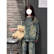 美式复古水洗牛仔外套女春秋新款设计感宽松夹克上衣LAJK055-P68，男装工装外套，星座1008