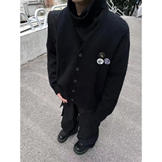 紫色百搭V领针织开衫男女秋冬胸针宽松慵懒风毛衣外套MY9802，男装针织衫/毛衣，星座1116A（原606A-3）
