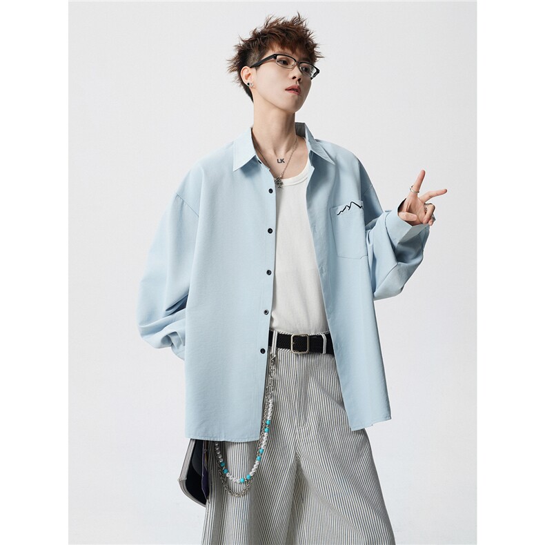 CS1121-特批28控58秋季新款冰丝面料长袖衬衫防晒透气衬衫，男装防晒衣，电商A059