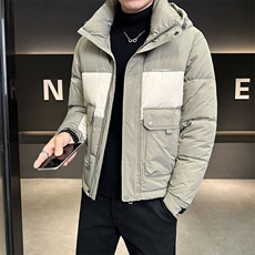 2025新款羽绒服男士冬季拼色连帽羽绒修身外套B240-YR83623，男装羽绒服，电商B240