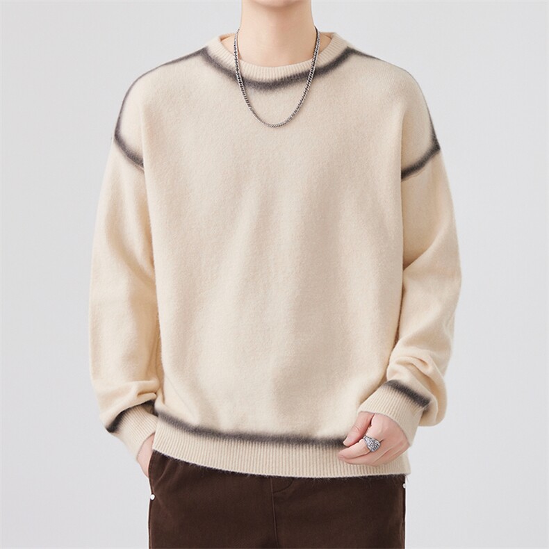 311B-1-5613-P48控79港风圆领绵羊绒提花春色大码针织毛衣，男装针织衫/毛衣，星座311B-1