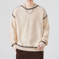 311B-1-5613-P48控79港风圆领绵羊绒提花春色大码针织毛衣，男装针织衫/毛衣，星座311B-1