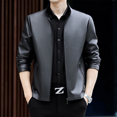 FA6005钱塘2020-3冬季厚款时尚休闲帅气中年男士皮衣外套P150，男装皮衣，钱塘207-3