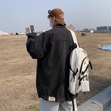 美式街头潮牌复古牛仔外套秋季款徽章宽松水洗男生休闲工装夹克，男装夹克，星座505-2（原电商A260-1)