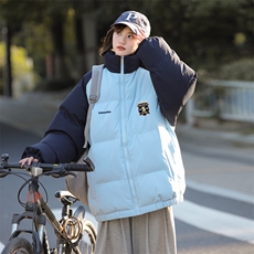 浅蓝拼接藏青袖