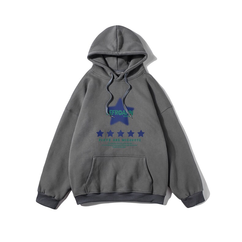白底新款秋季时尚百搭美式复古印花连帽套头外套W372P40控58,女装短外套,电商A247-1