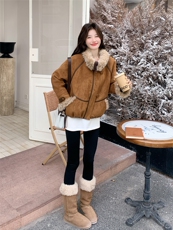 【现货】2025年冬季新款麂皮绒复合羊羔毛外套2562款P210-K288，女装羊羔毛/颗粒绒，浙宝301