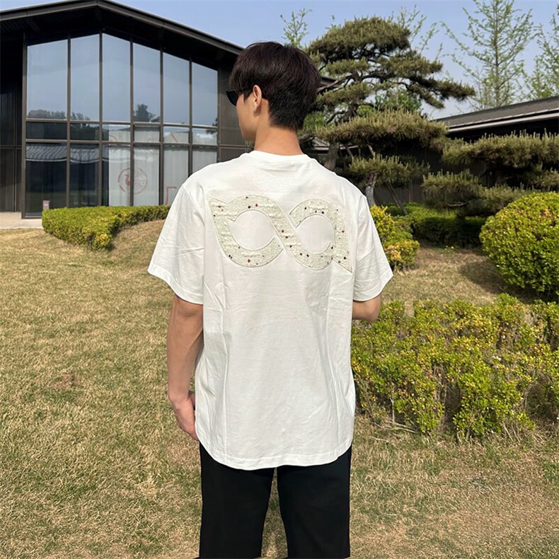 万针全刺绣工艺抖音得物高品质260克重磅纯棉双纱美式高街短袖T恤,男装T恤,电商A486
