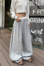 6XL-M蓝色宽松显瘦百搭运动裤男阔腿拖地裤裤子K9186-P45，女装休闲裤，电商D206-1