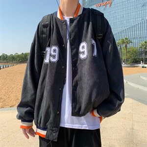 春季港风复古灯芯绒夹克男韩版潮流百搭痞帅棒球服外套潮jk99-p60图片