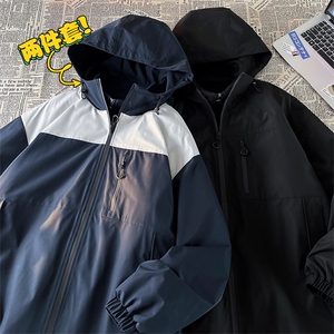 新款港风三合一多口袋宽松时尚港风连帽棉袄外套MY9306 P-130图片