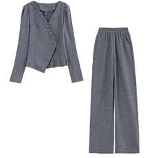 时尚简约大方气质优雅收腰显瘦休闲修身百搭时尚两件套秋季，女装套装/套裙，梦依杭