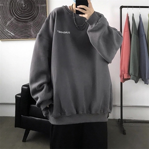 抖音得物重磅360克印花圆领卫衣华棉复合牛奶丝12色大码W18002图片