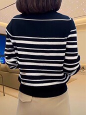 莱赛尔天丝蜂窝这么海军领长袖，女装针织衫/毛衣，晨旭羊绒
