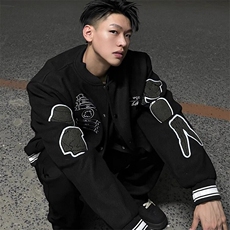 W9515-P70网图现货新款棒球服毛巾刺绣情侣宽松夹克外套，男装夹克，星座1608-2
