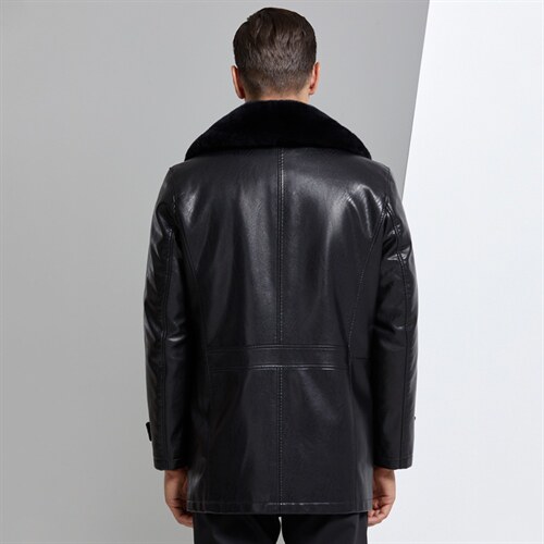 男獭兔尼克服休闲翻领皮草大衣可脱卸毛领中长款皮衣YN6382-P490,男装皮衣,电商B212（原钱塘6029）